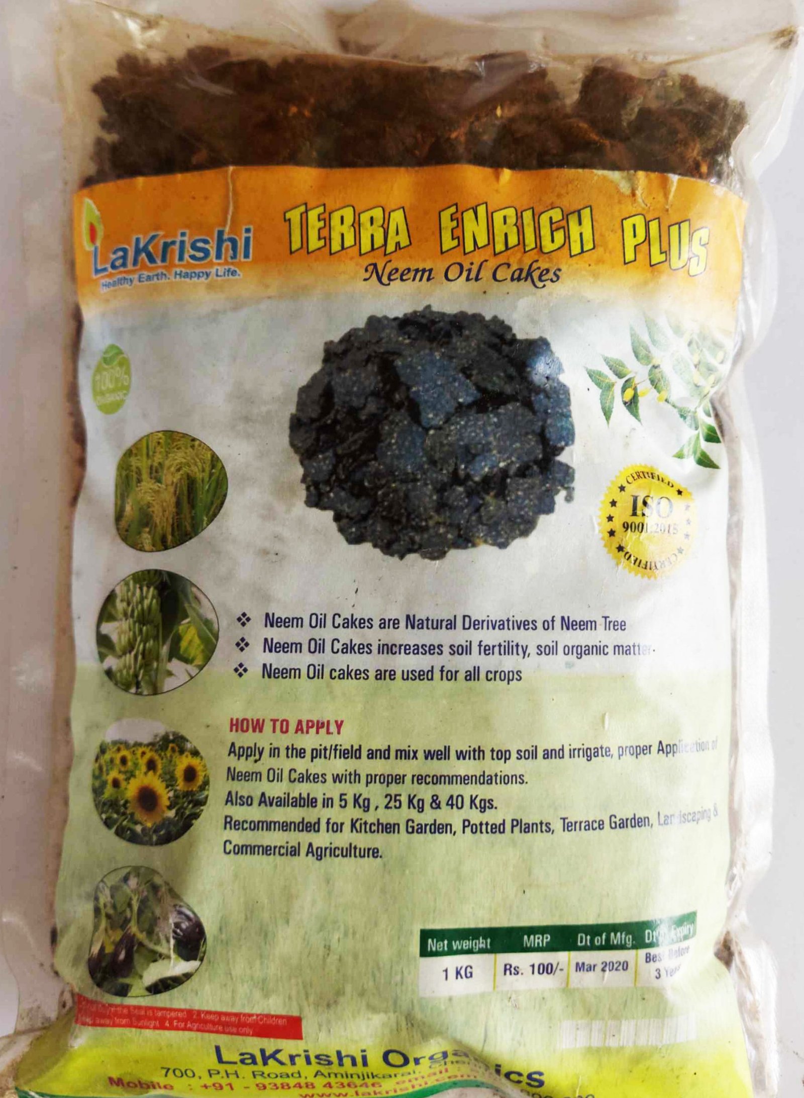 Neem oil cakes 1kg Elanthalir Nursery Garden